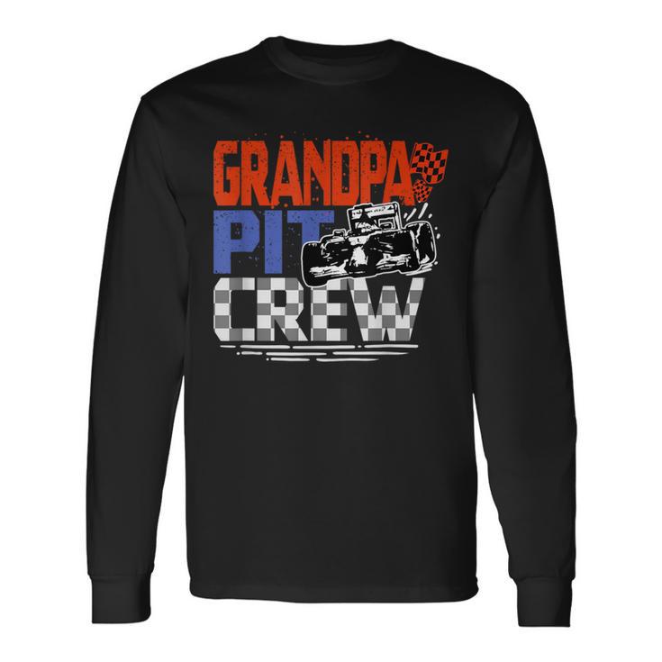 Race Car Themed Birthday Party Grandpa Pit Crew Costume Long Sleeve T-Shirt