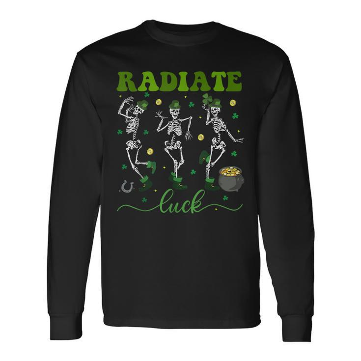 Radiate Luck Skeleton Radiology St Patrick's Day Rad Tech Long Sleeve T-Shirt