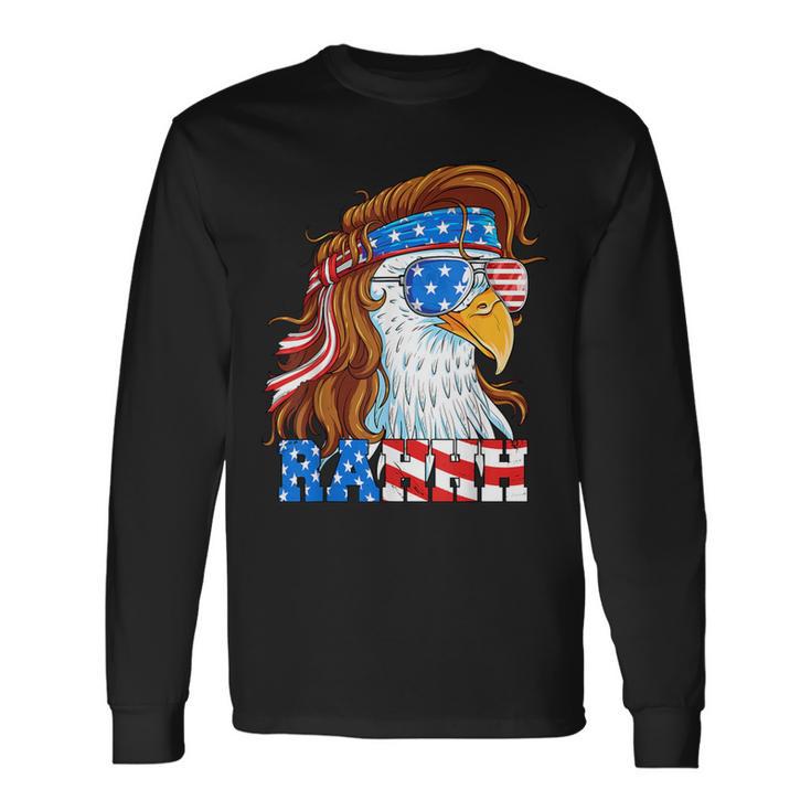 Rahhh Eagle 4Th Of July Mullet American Flag Usa Meme Long Sleeve T Shirt Seseable UK