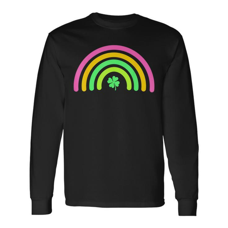 Rainbow Green Four Leaf Clover Proud Irish St Patrick's Day Long Sleeve T-Shirt Gifts ideas