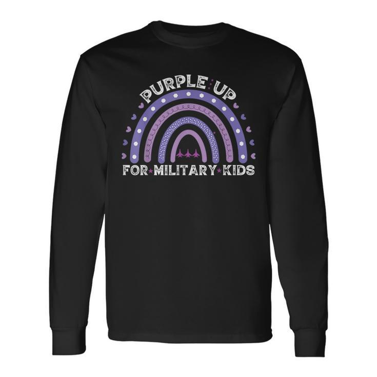 Rainbow Purple Up Military Child Awareness Long Sleeve T-Shirt