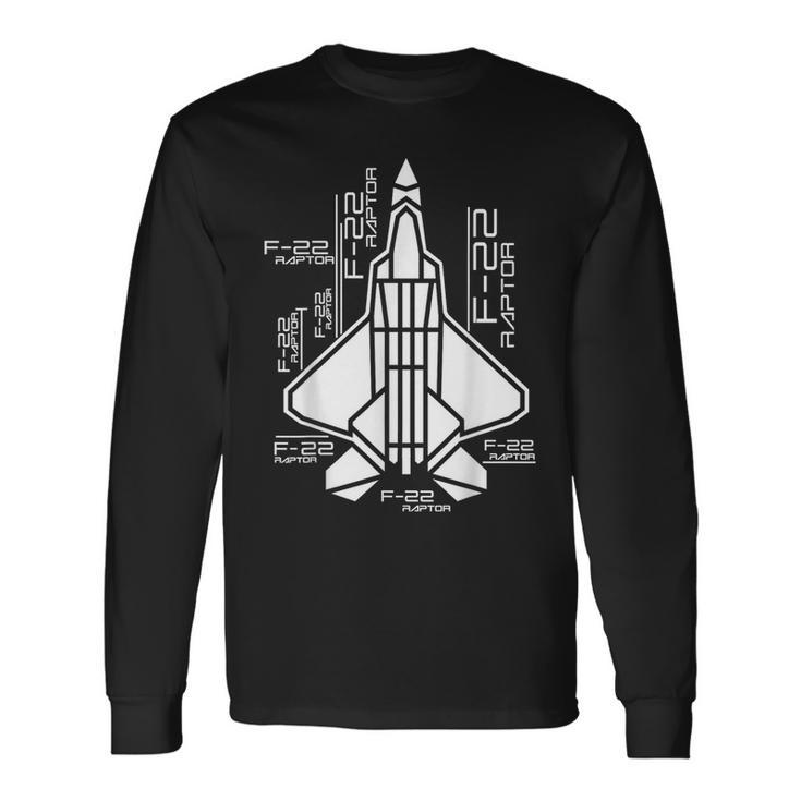 Raptor Airplane F-22 Jet Fighter Souvenir And Fighter Jet Long Sleeve T-Shirt