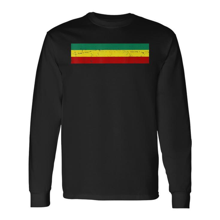 Rasta Flag Colors Stripe Reggae Jamaican Vintage Long Sleeve T-Shirt