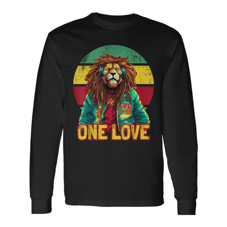 Rasta Lion Reggae Music One Love Graphic Long Sleeve T-Shirt