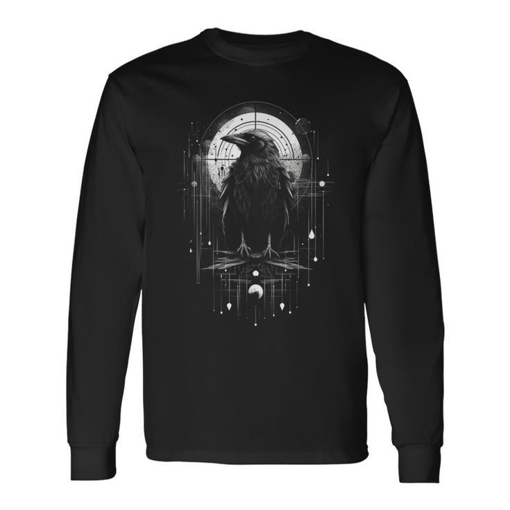 Raven Crow Dark Bird Witchcraft Omens Midnight Long Sleeve T-Shirt Gifts ideas
