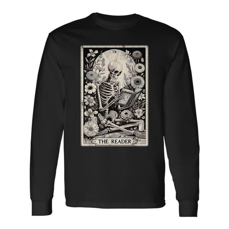The Reader Tarot Card Book Lover Skeleton Reading Book Long Sleeve T-Shirt Gifts ideas