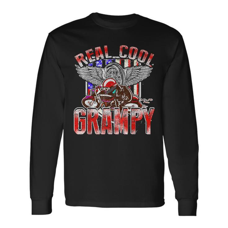 Real Cool Grampy Biker Racing For Fathers Day Long Sleeve T-Shirt