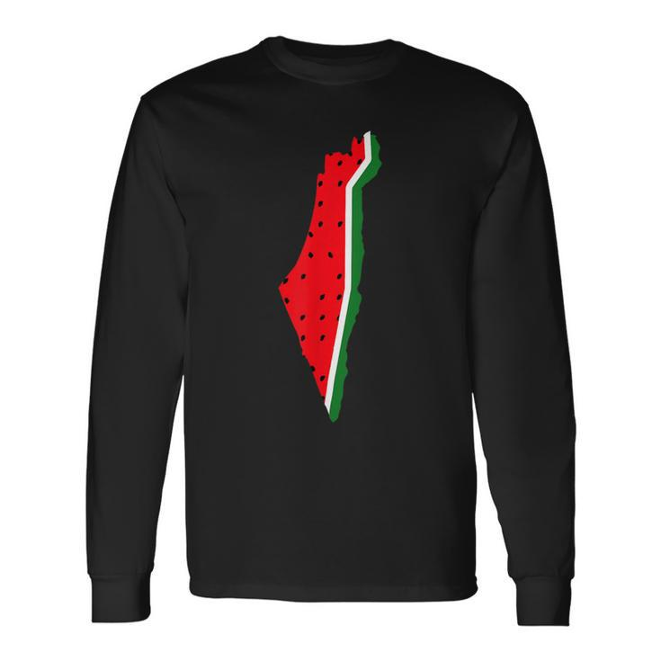 Real Palestine Watermelon Map Long Sleeve T-Shirt