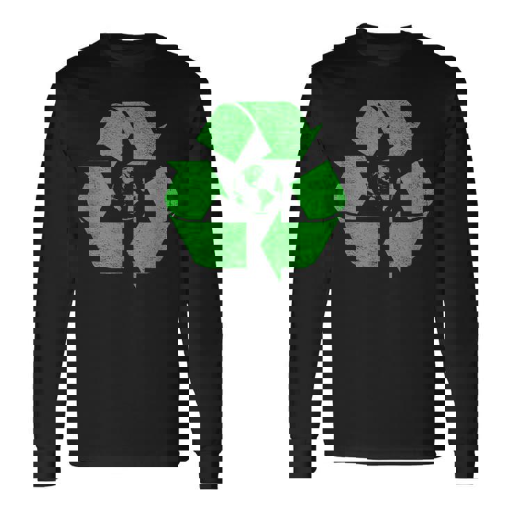 Reciclar Símbolo Logo Tierra Green Deal Cambio Climático Camiseta de manga larga