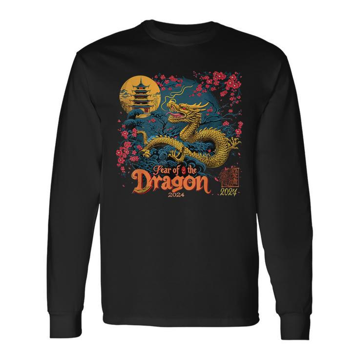 Red Cherry Blossom Chinese Lunar New Year 2024 Long Sleeve T-Shirt