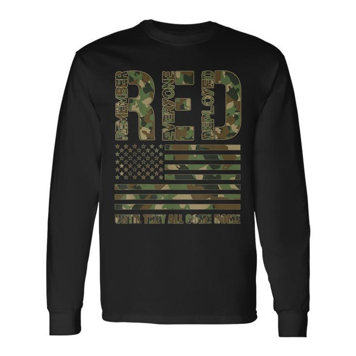 Red Friday Military Veteran Remember Everyone Deployed Camo Long Sleeve T-Shirt