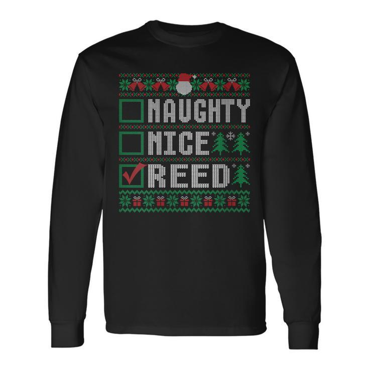 Reed Family Name Xmas Naughty Nice Reed Christmas List Long Sleeve T-Shirt