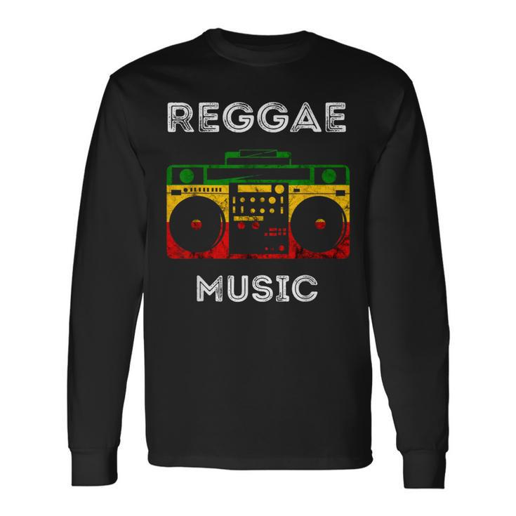 Reggae Music Musicbox Boombox Rastafari Roots Rasta Reggae Long Sleeve T-Shirt