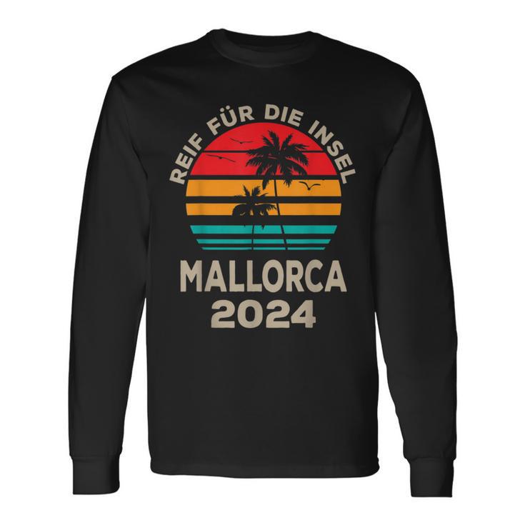 Reif Für Der Island Mallorca 2024 Palm Trees Sunset Outfit Langarmshirts Geschenkideen