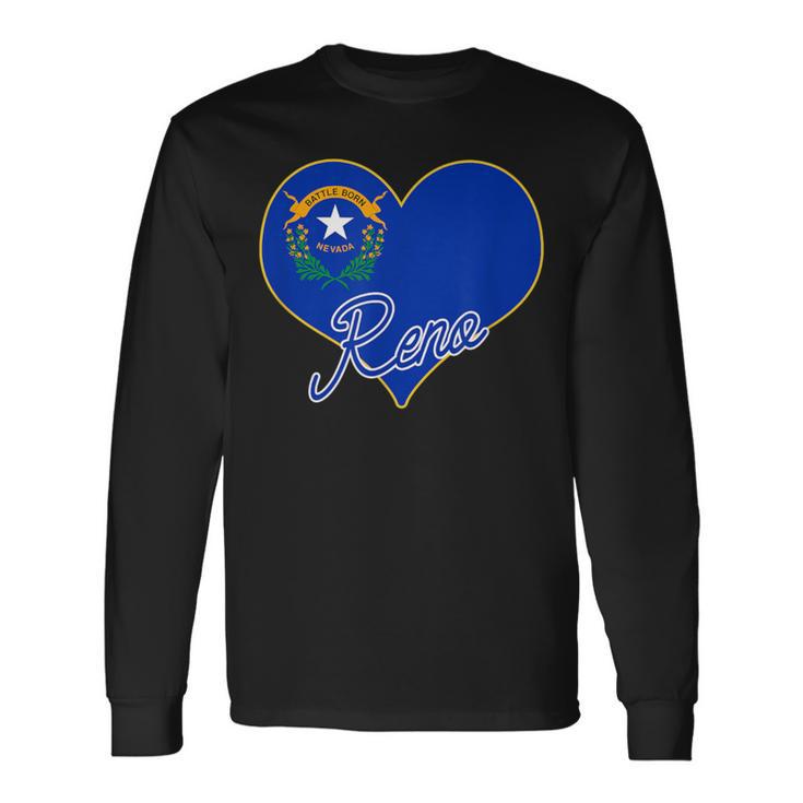 Reno Nevada State Flag In Heart Novelty Hometown Pride Long Sleeve T-Shirt Gifts ideas