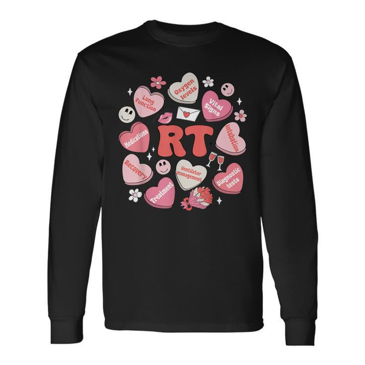 Respiratory Therapy Rt Valentine's Day Candy Heart Long Sleeve T-Shirt