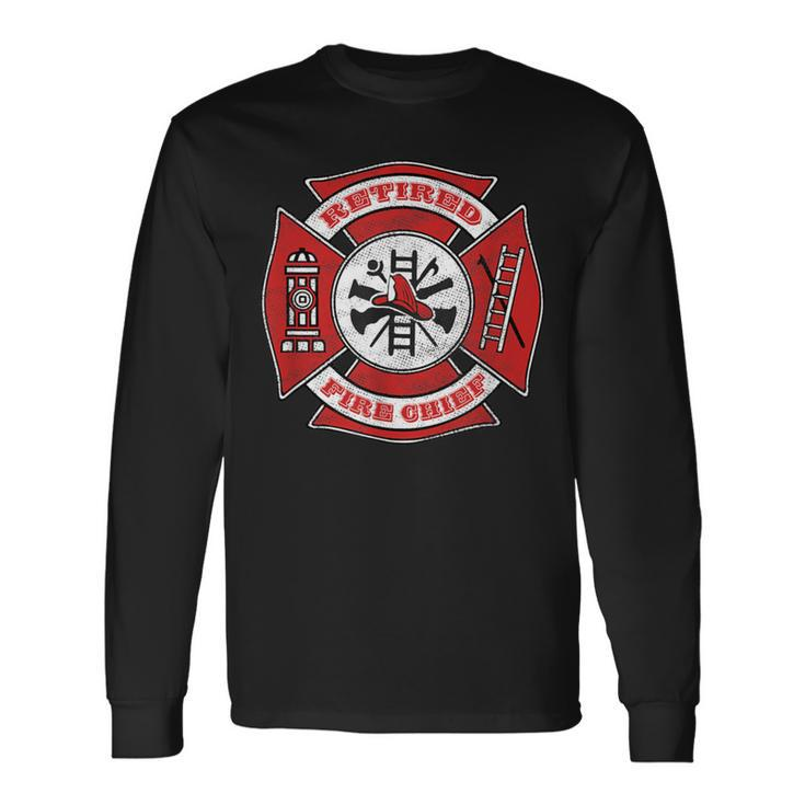 Retired Fire Chief Retirement Red Maltese Cross Long Sleeve T-Shirt Gifts ideas