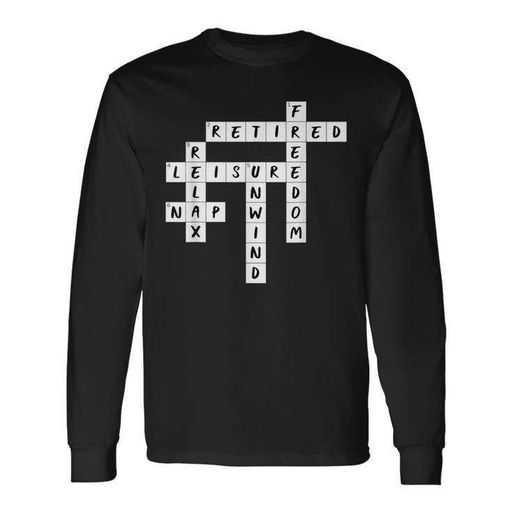Retirement Crossword Puzzle Long Sleeve T-Shirt