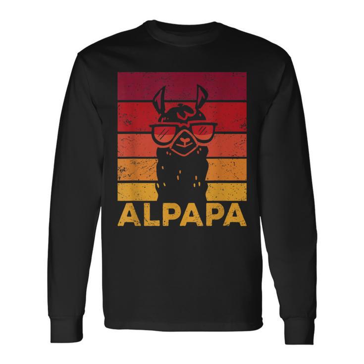 Retro Alpapaatertag Bester Papa Alpaka Langarmshirts Geschenkideen