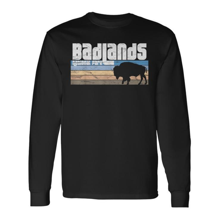 Retro Badlands National Park South Dakota Sd Bison Lovers Long Sleeve T-Shirt