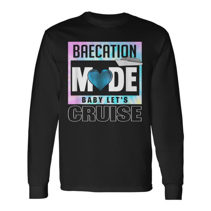 Retro Baecation Mode Baby Let's Cruise Love Vacation Couples Long Sleeve T-Shirt