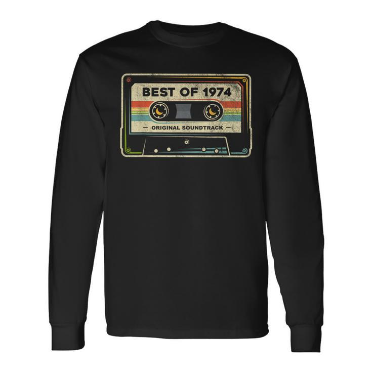 Retro Best Of 1974 Mixtape Vintage Fiftieth Birthday Cassete Long Sleeve T-Shirt