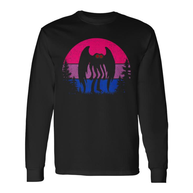 Retro Bi Mothman Bisexual Pride Point Pleasant Cryptid Long Sleeve T-Shirt