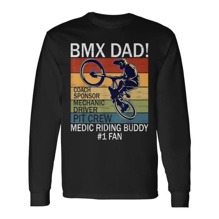 Retro Bmx Dad Coach Riding Buddy Number One Fan Father's Day Long Sleeve T-Shirt