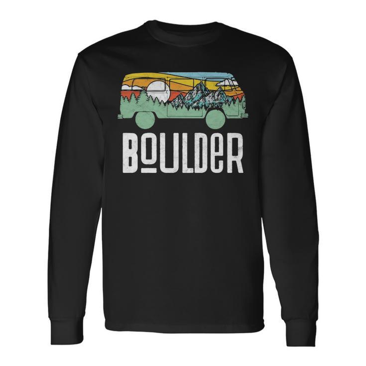 Retro Boulder Colorado Outdoor Hippie Van Graphic Long Sleeve T-Shirt Gifts ideas