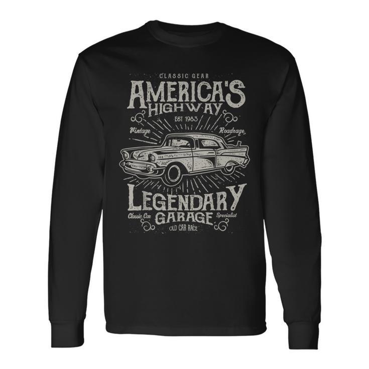 Retro Classic Car Rockabilly Old School 50S 60S Vintage Car Long Sleeve T-Shirt