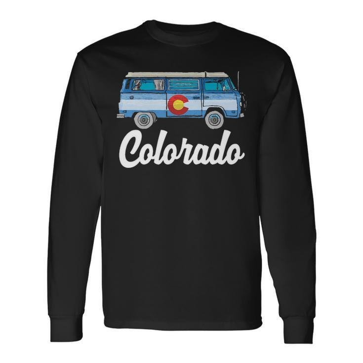 Retro Colorado Hippie Van Sketch Graphic Long Sleeve T-Shirt