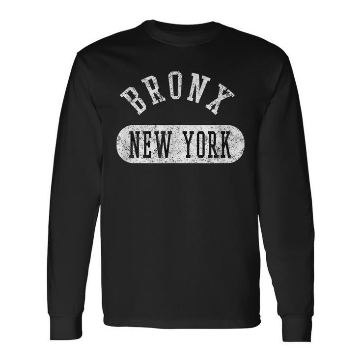 Retro Cool Vintage Bronx New York Distressed College Style Long Sleeve T-Shirt