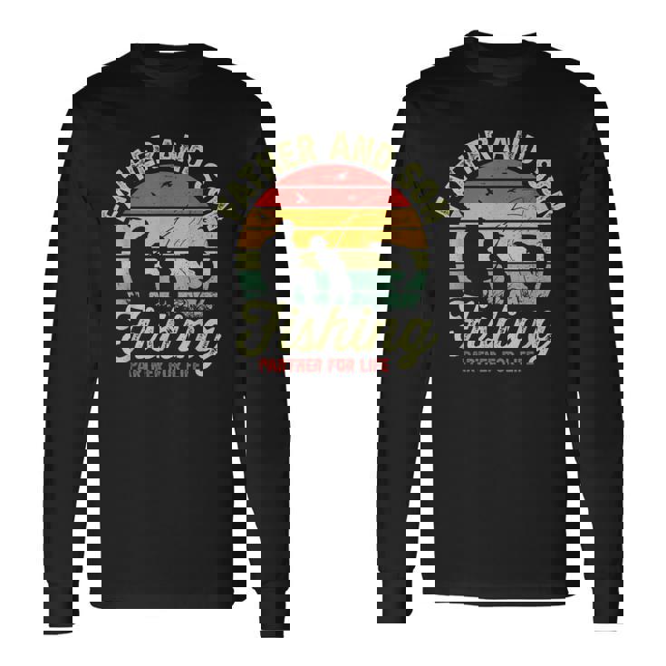Retro Dad And Son Fishing Partners For Life Fathers Day Long Sleeve T-Shirt Gifts ideas