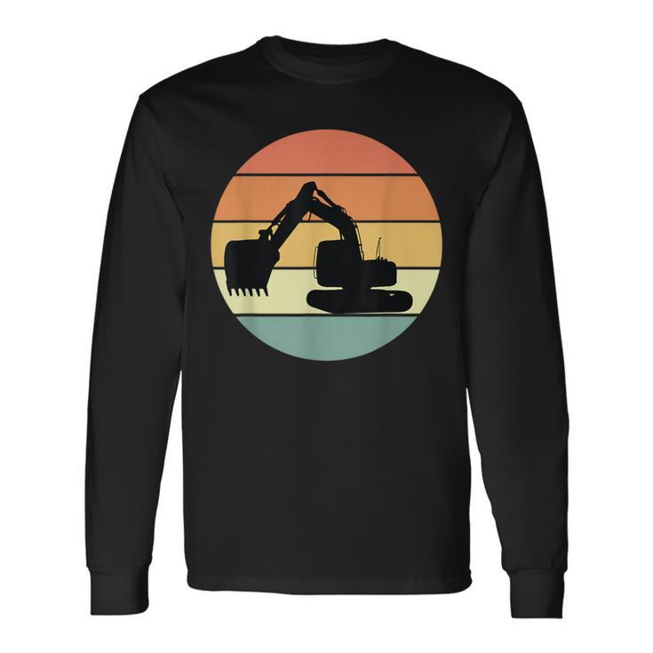 Retro Excavator Apparel Heavy Construction Equipment Long Sleeve T-Shirt