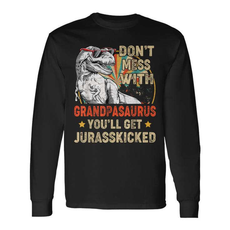 Retro Grandpa Rex Saurus Father's Day Christmas Dinosaurs Long Sleeve T-Shirt