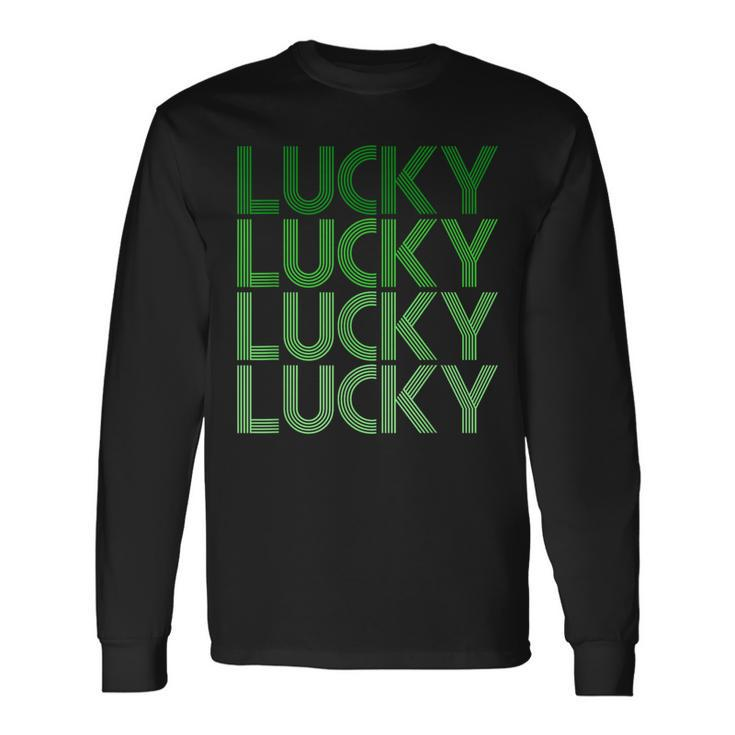 Retro Green Lucky For St Particks Day Long Sleeve T-Shirt