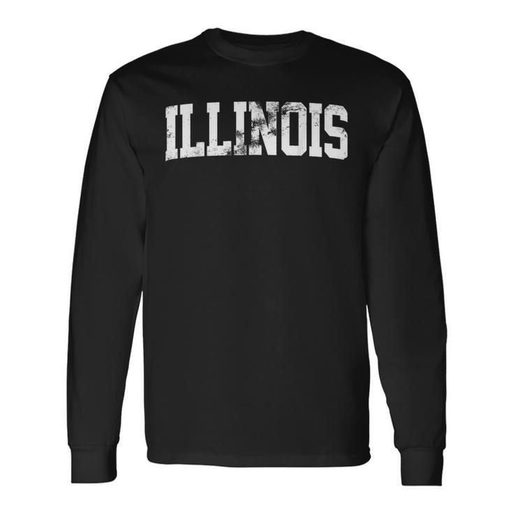 Retro Illinois Vintage Illinois Orange Classic Throwback Long Sleeve T-Shirt Gifts ideas