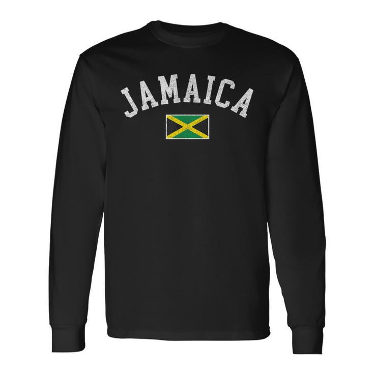 Retro Jamaica Flag Vintage Jamaican Travel Souvenir Boy Girl Long Sleeve T-Shirt