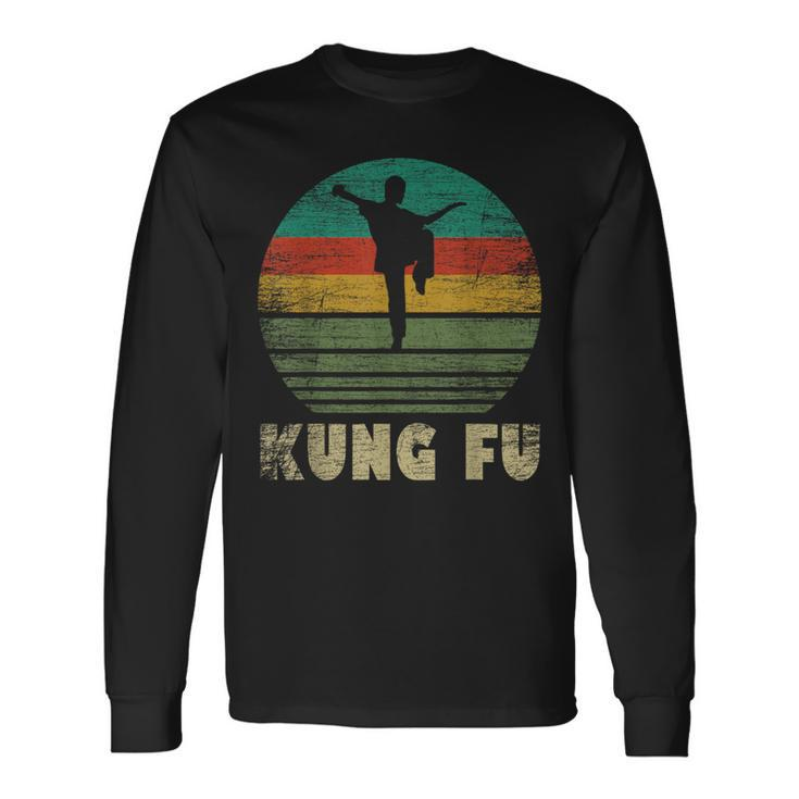 Retro Kung Fu Fighter Fighting Martial Arts Vintage Kung Fu Long Sleeve T-Shirt