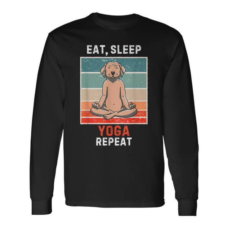 Retro Labrador Dog Eat Sleep Yoga Repeat Vintage Yoga Long Sleeve T-Shirt Gifts ideas