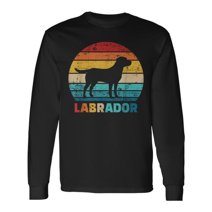 Retro Labrador Silhouette Langarmshirts im Sonnenuntergang Design Geschenkideen