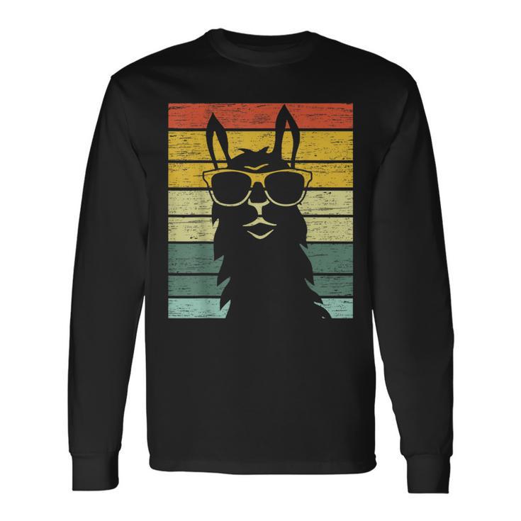 Retro Lama Alpaca With Sunglasses Used Look Vintage Long Sleeve T-Shirt