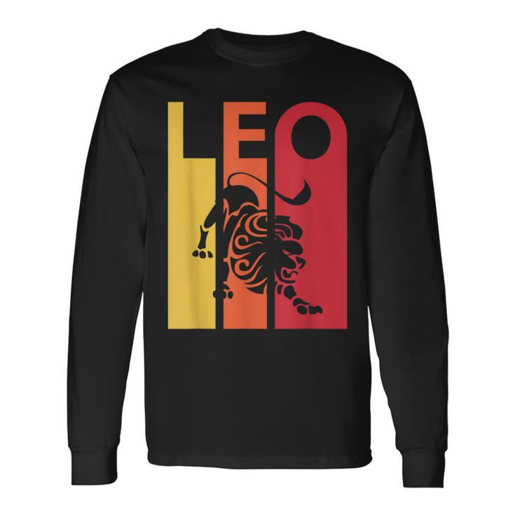 Retro Leo Zodiac Sign July August Birthday Vintage Leo Long Sleeve T-Shirt