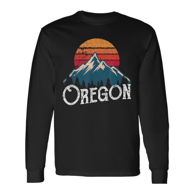 Retro Oregon Or Mountains Outdoor Wildness Long Sleeve T-Shirt
