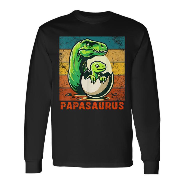 Retro Papasaurus Father's Day Best Dad T-Rex Papa Dinosaur Long Sleeve T-Shirt