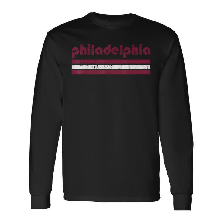 Retro Philadelphia Three 3 Stripes Vintage Weathered Long Sleeve T-Shirt