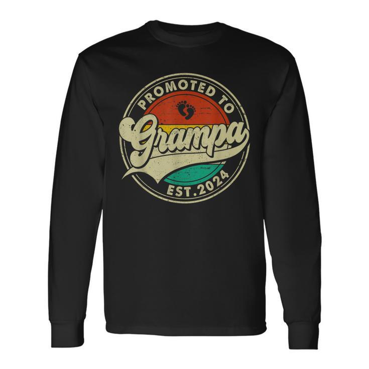 Retro Promoted To Grampa 2024 Family Father's Day Long Sleeve T-Shirt
