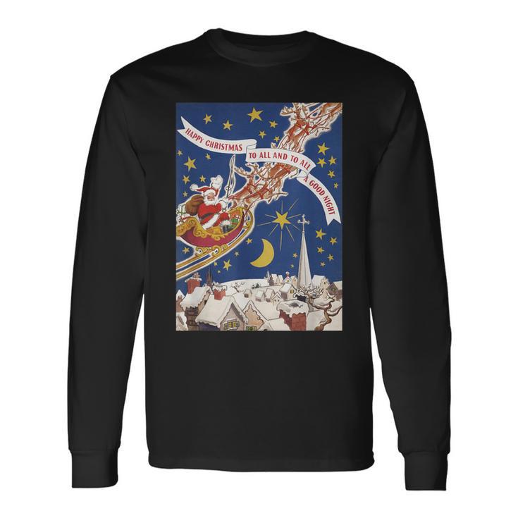 Retro Santa Claus Twas The Night Before Christmas Long Sleeve T-Shirt