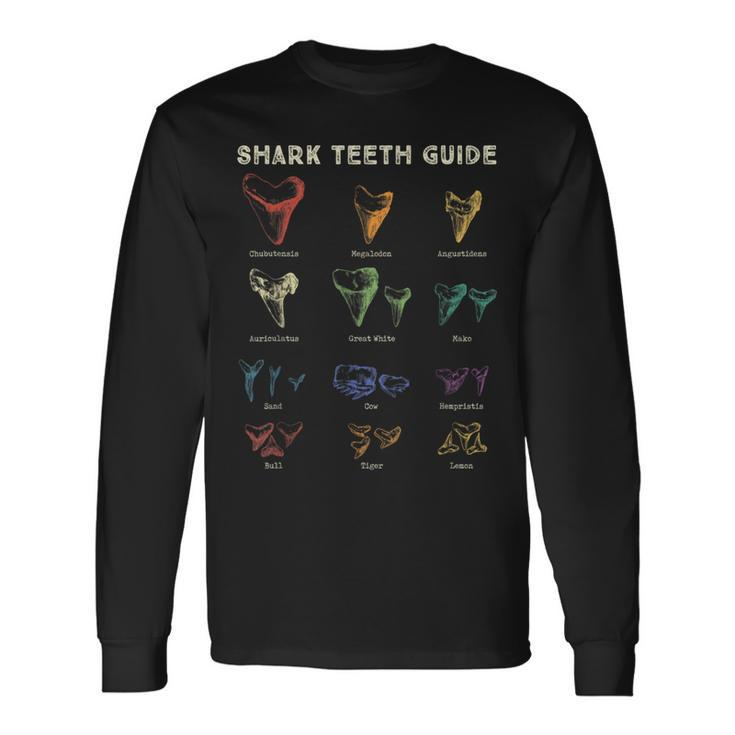 Retro Shark Th Guide Fossil Tooth Collector Long Sleeve T-Shirt