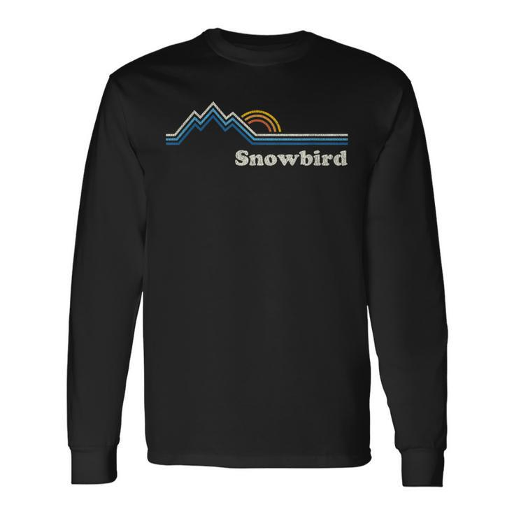 Retro Snowbird Utah Ut T Vintage Sunrise Mountains Long Sleeve T-Shirt